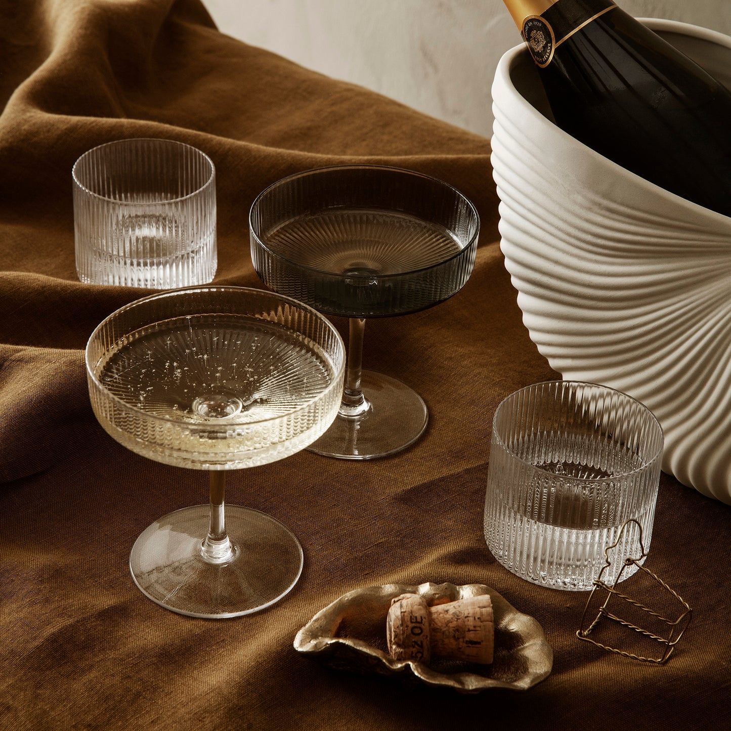 Ripple Champagne Saucers (Set of 2) by ferm LIVING