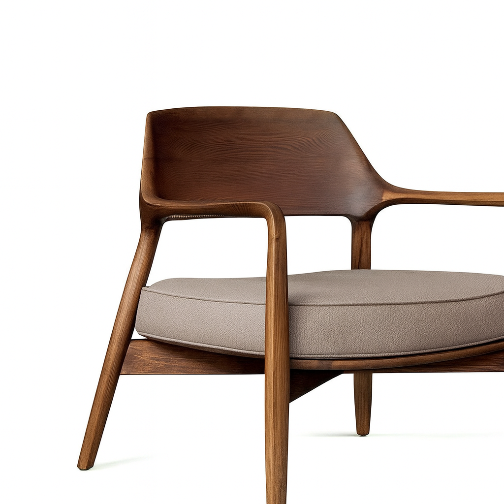 Walnut Lamont Chair Danish Armchair with Materialized Pumice Vinyl Seatpad