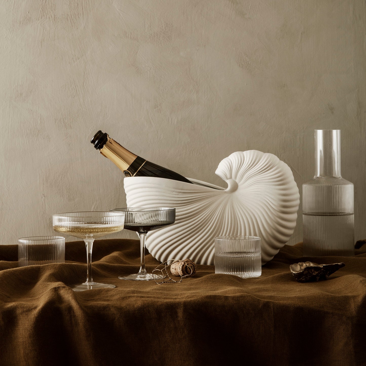 Ripple Champagne Saucers (Set of 2) by ferm LIVING